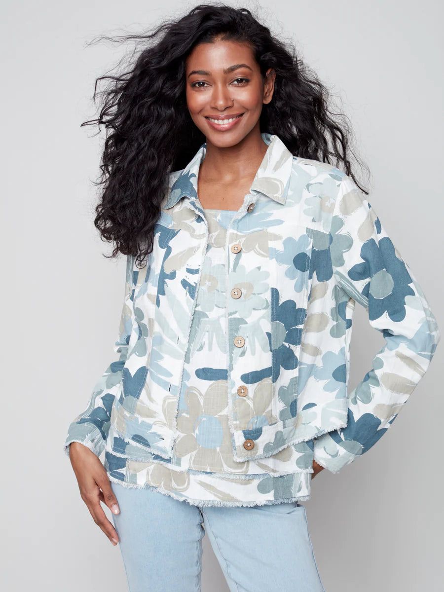 PRINTED LINEN JACKET sold by Nica product image thumbnail 8