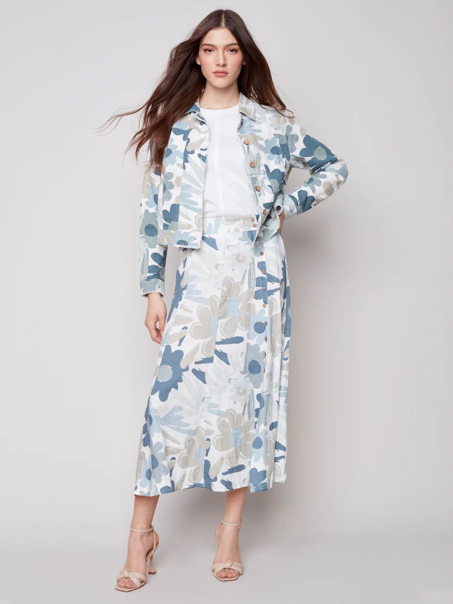 PRINTED LINEN JACKET sold by Nica product image thumbnail 11