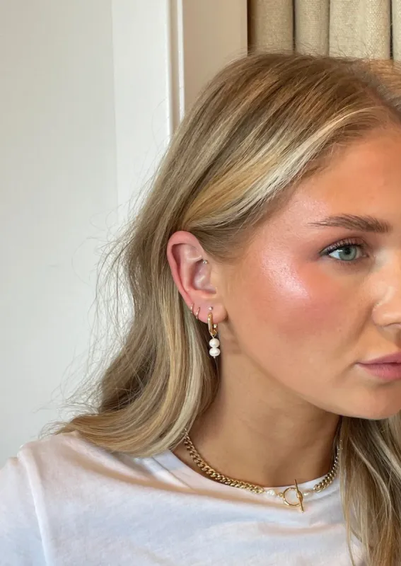 Remi Double Pearl Hoops sold by Nica