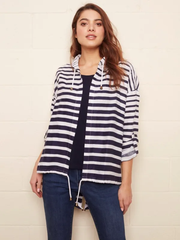 STRIPED LINEN DUSTER JACKET sold by Nica