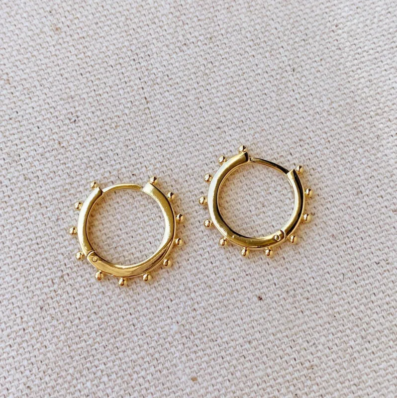 18k Gold Filled Hoop Earrings With Ball Details sold by Nica