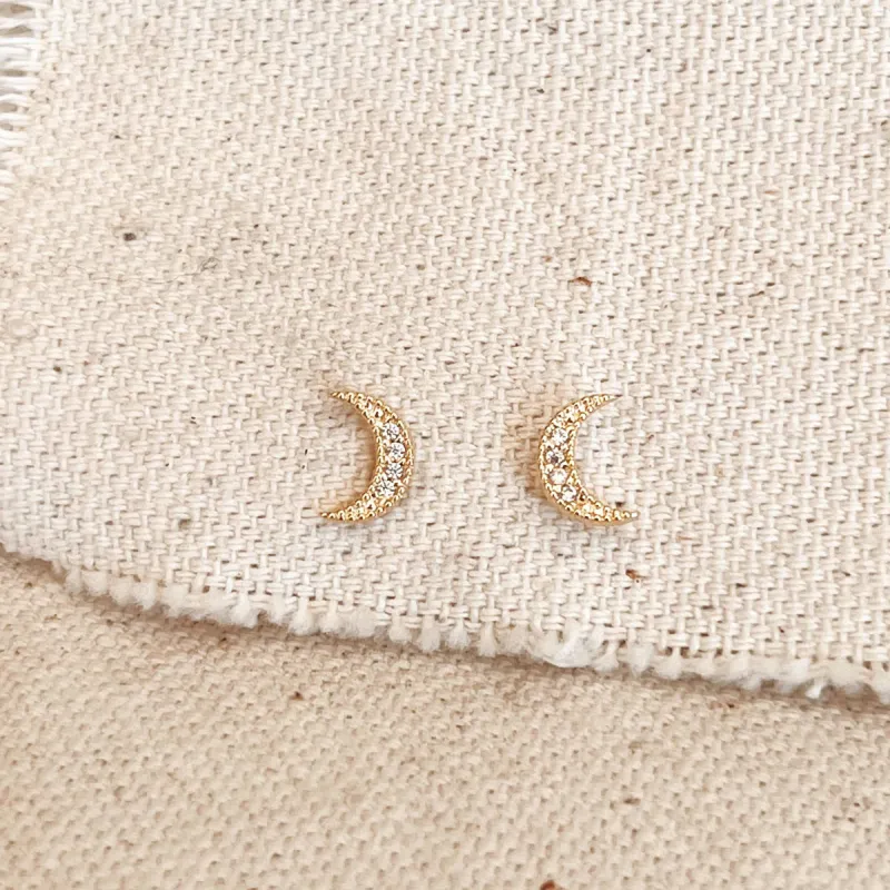 18k Gold Filled Crescent Moon Studs sold by Nica