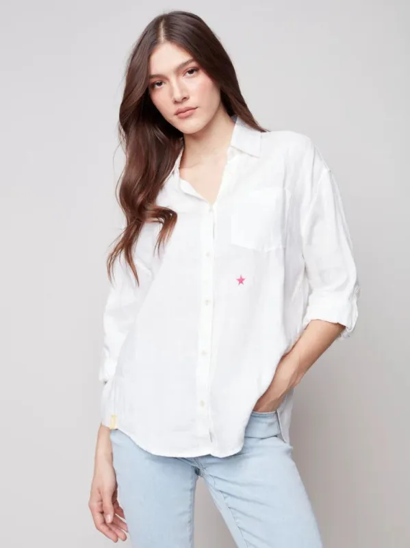 LINEN TUNIC BLOUSE WITH STARS sold by Nica