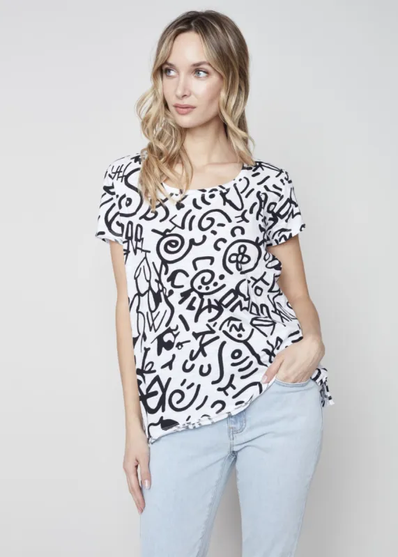 PRITNED COTTON SLUB TEE sold by Nica