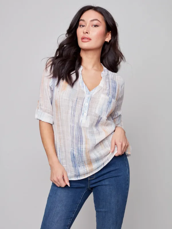 PRINTED COTTON BLOUSE sold by Nica