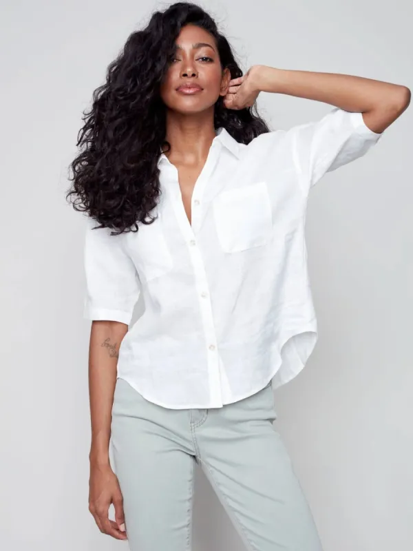 LINEN BUTTON UP sold by Nica