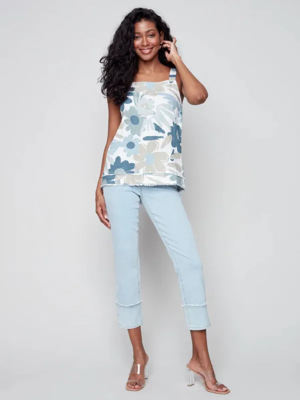 PRINTED SQUARE NECK CAMI sold by Nica