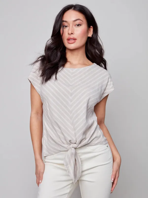STRIPED FRONT TIE TOP sold by Nica