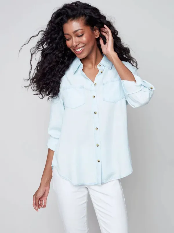 TENCEL BUTTON-DOWN SHIRT sold by Nica