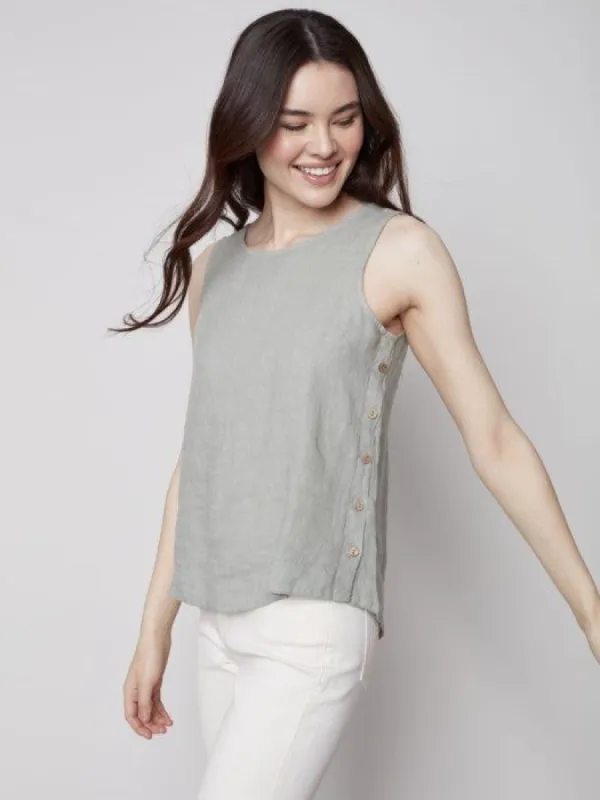 LINEN TOP WITH SIDE BUTTONS sold by Nica
