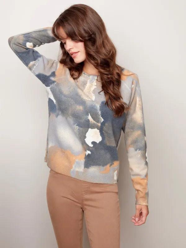 REVERSIBLE PRINTED CREW NECK SWEATER sold by Nica