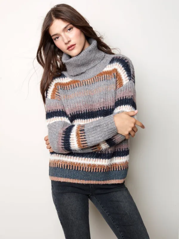 STRIPED COWL NECK SWEATER sold by Nica