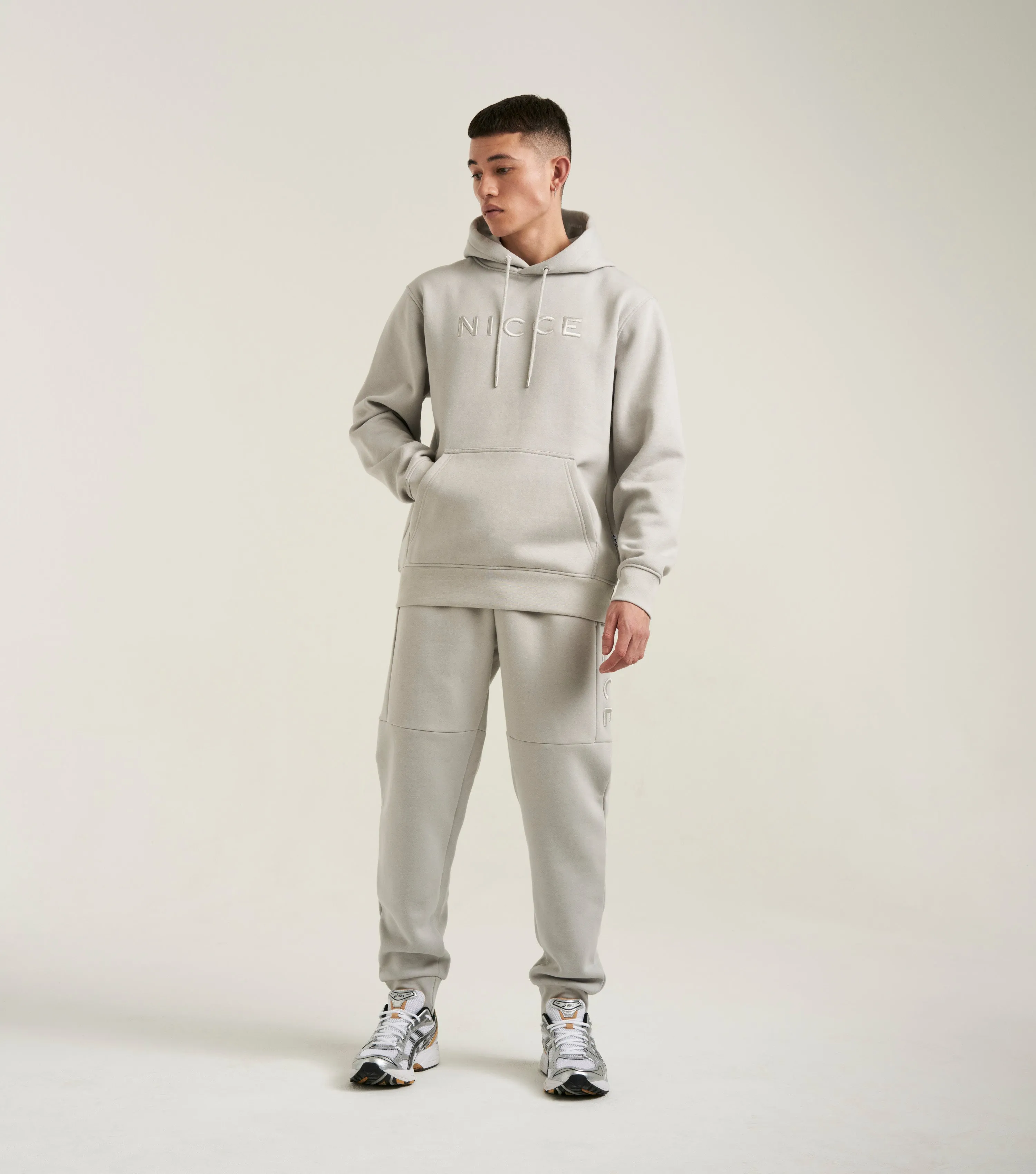NICCE Mens Mercury Hoodie & Jogger Tracksuit Set | Chalk Grey sold by Nicce