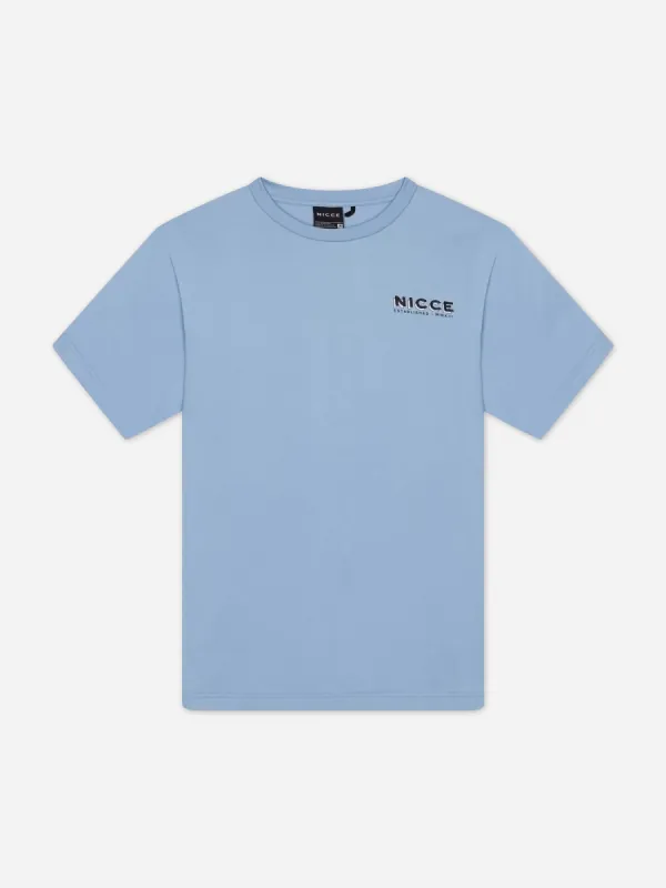 NICCE Mens Multi Logo T-Shirt | Blue sold by Nicce