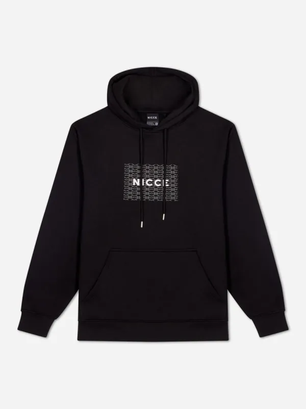 NICCE Mens Repeater Box Print Hoodie | Black sold by Nicce