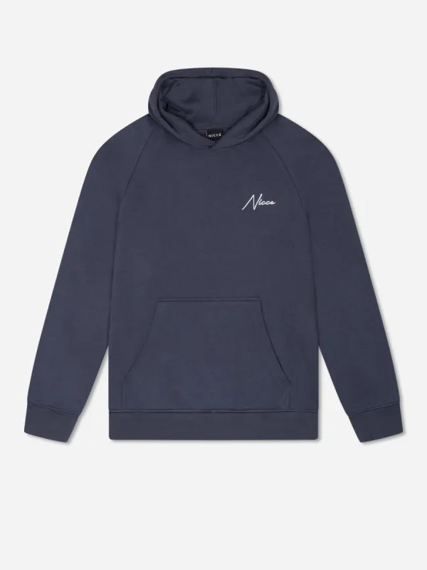 NICCE Mens Multi Graphic Script Hoodie | Navy sold by Nicce