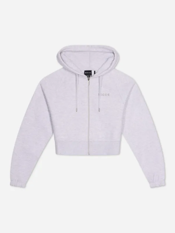 NICCE Womens Ersa Cropped Zip Through Hoodie | Grey sold by Nicce