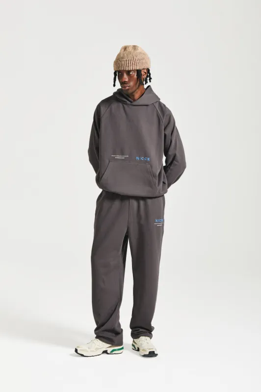 NICCE Mens Script Essentials Hoodie & Jogger Tracksuit Set | Grey sold by Nicce
