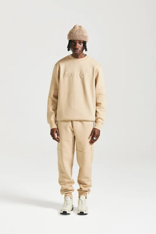 NICCE Mens Mercury Sweat & Jogger Tracksuit Set | Stone sold by Nicce