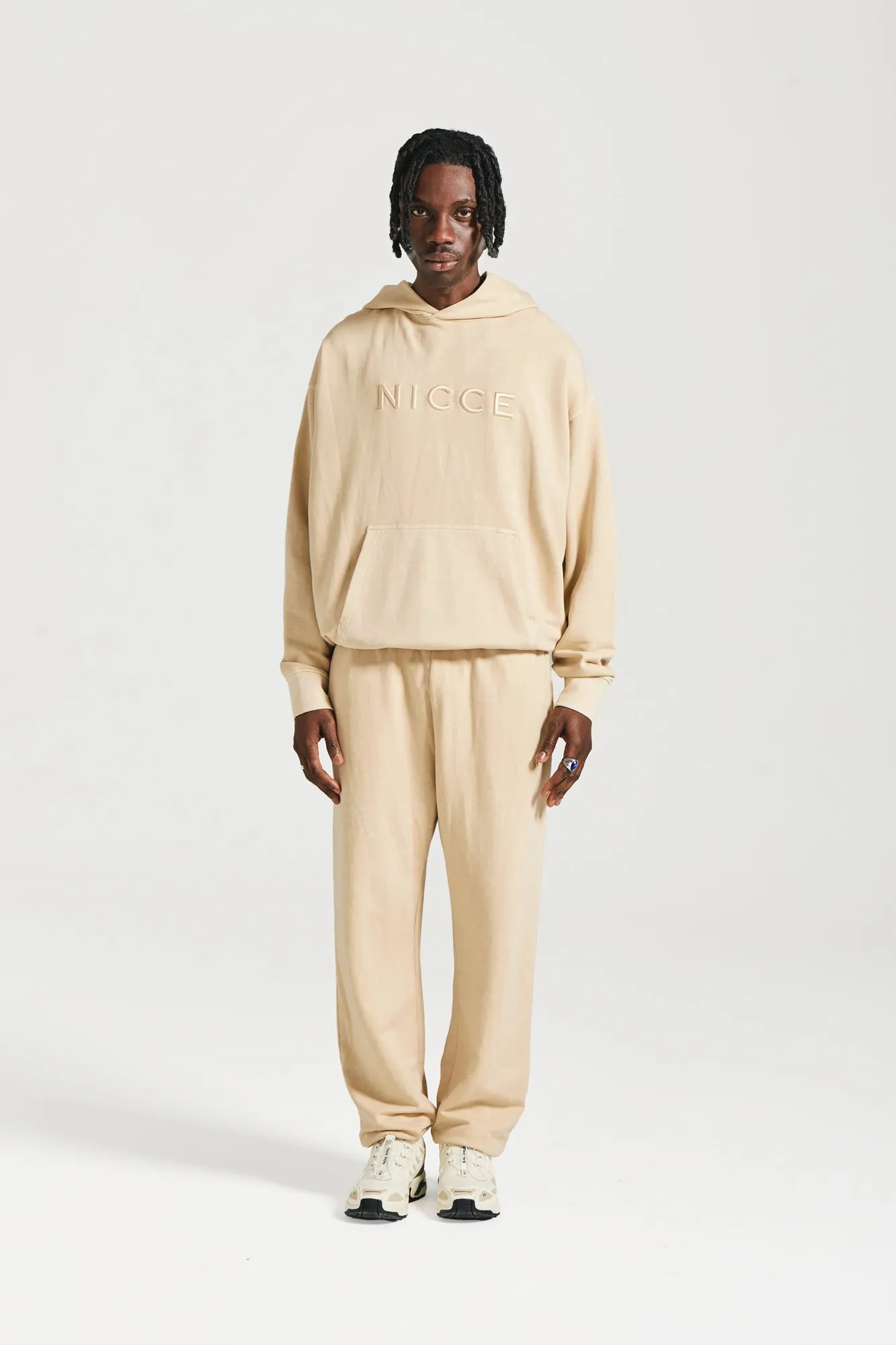 NICCE Mens Mercury Oversized Hoodie & Jogger Tracksuit Set | Stone sold by Nicce