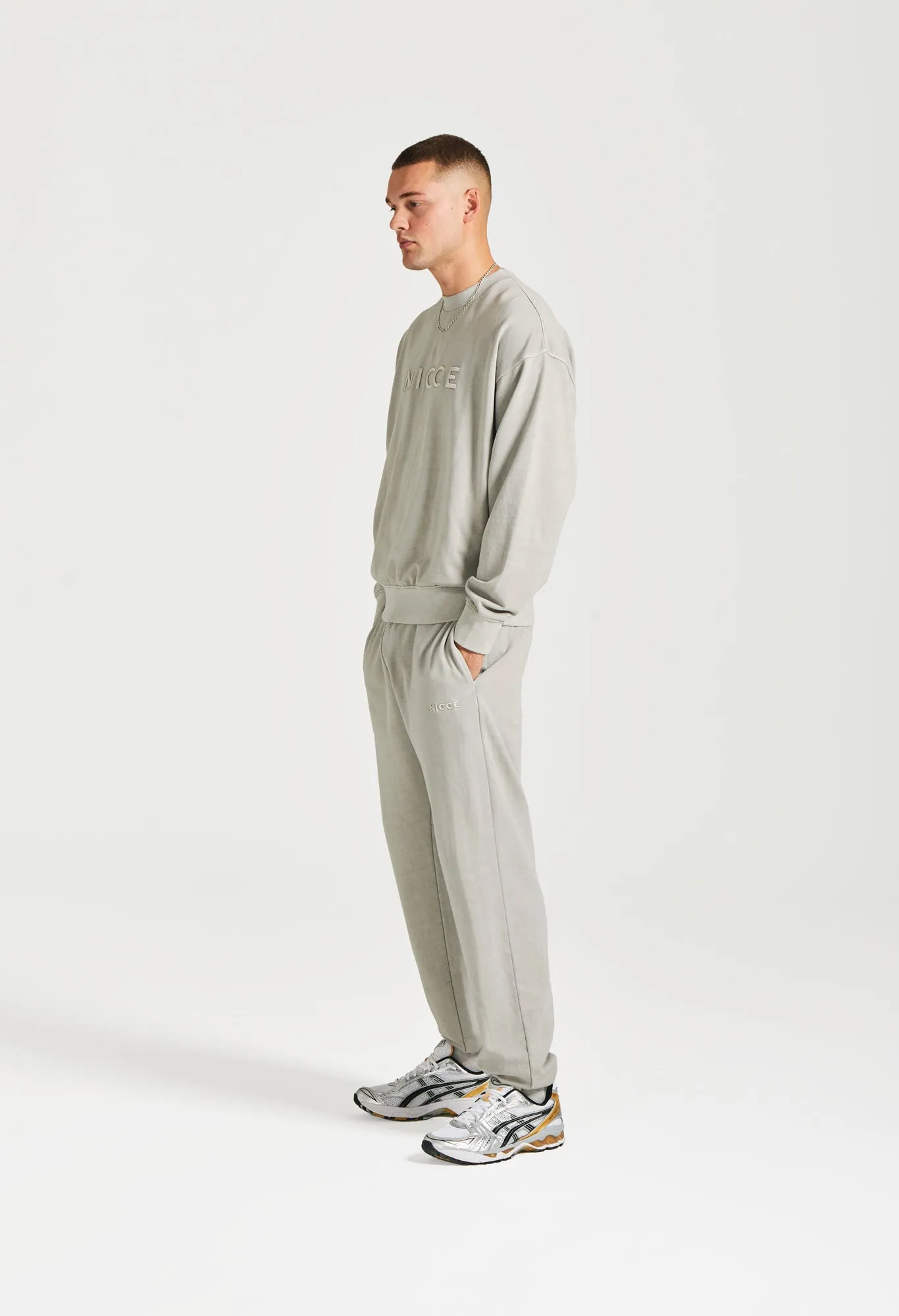 NICCE Mens Mercury Oversized Sweat & Jogger Tracksuit Set | Circular Grey sold by Nicce