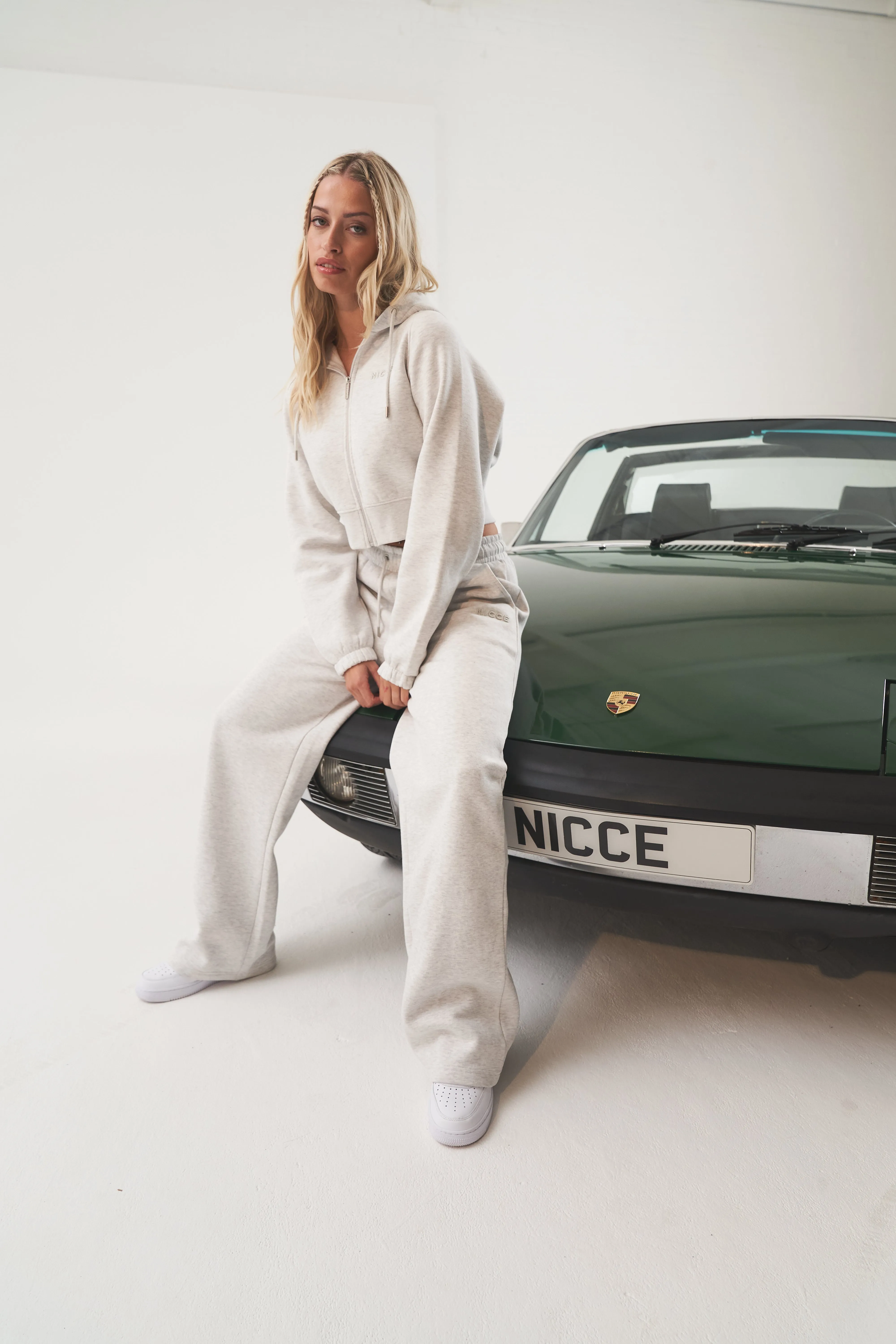 NICCE Womens Ersa Cropped Zip Through Hoodie & Open Hem Joggers Tracksuit Set | Grey sold by Nicce product image thumbnail 4