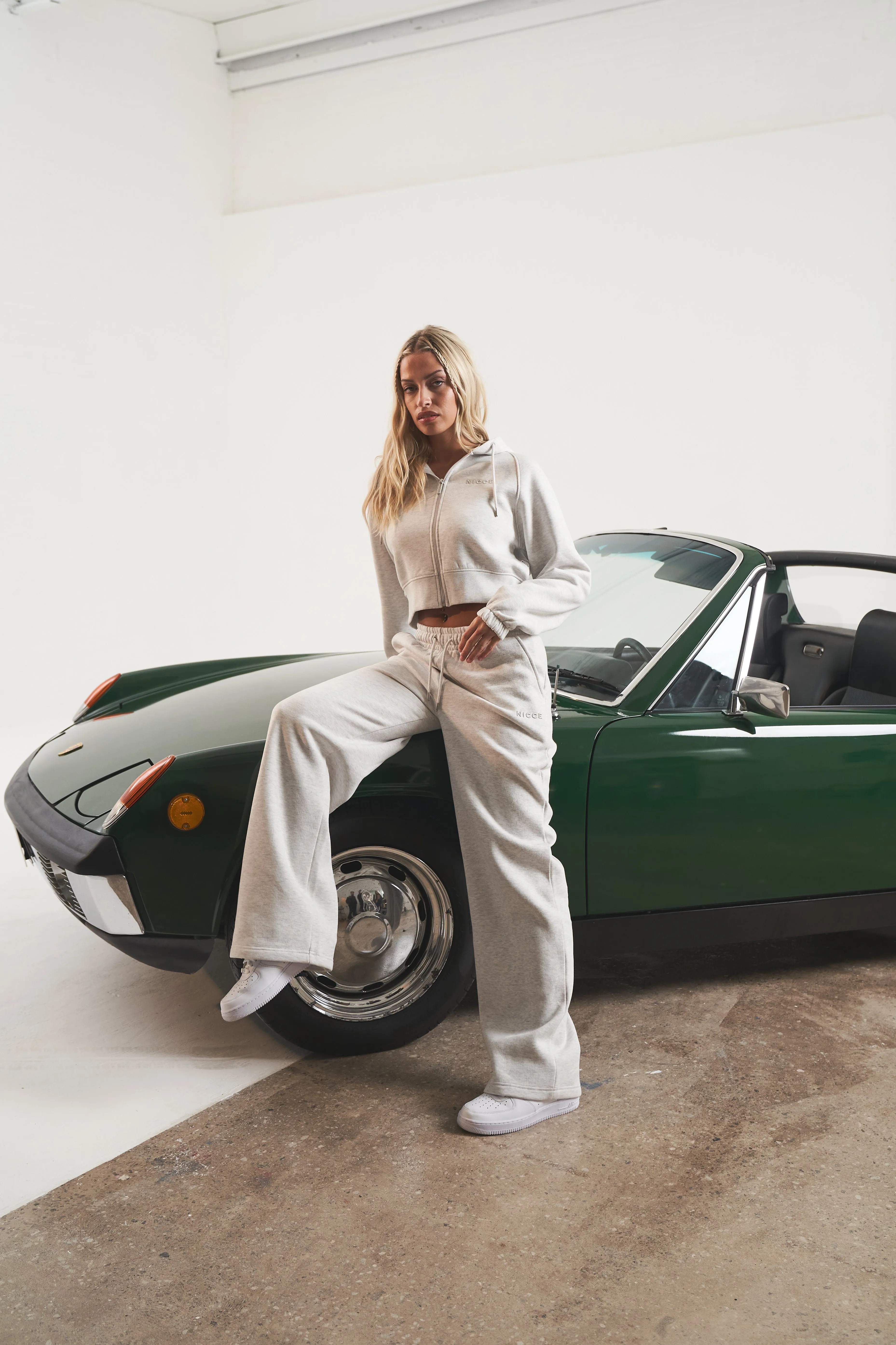 NICCE Womens Ersa Cropped Zip Through Hoodie & Open Hem Joggers Tracksuit Set | Grey sold by Nicce product image thumbnail 3