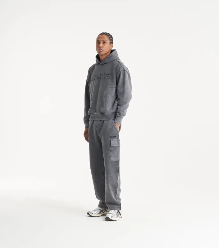 NICCE Mens Tima Hoodie & Cargo Joggers Tracksuit Set | Washed Black sold by Nicce