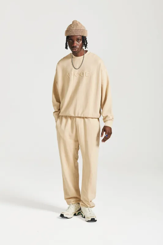 NICCE Mens Mercury Oversized Sweat & Jogger Tracksuit Set | Stone sold by Nicce