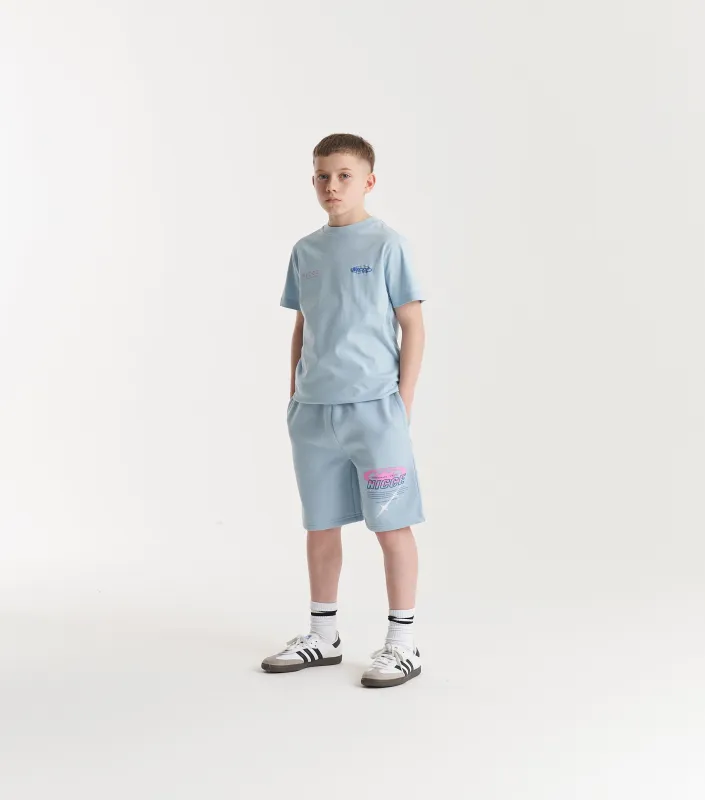 NICCE Juniors Tag Fleece Shorts | Blue sold by Nicce
