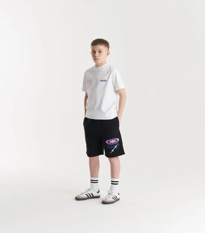 NICCE Juniors Tag Fleece Shorts | Black sold by Nicce