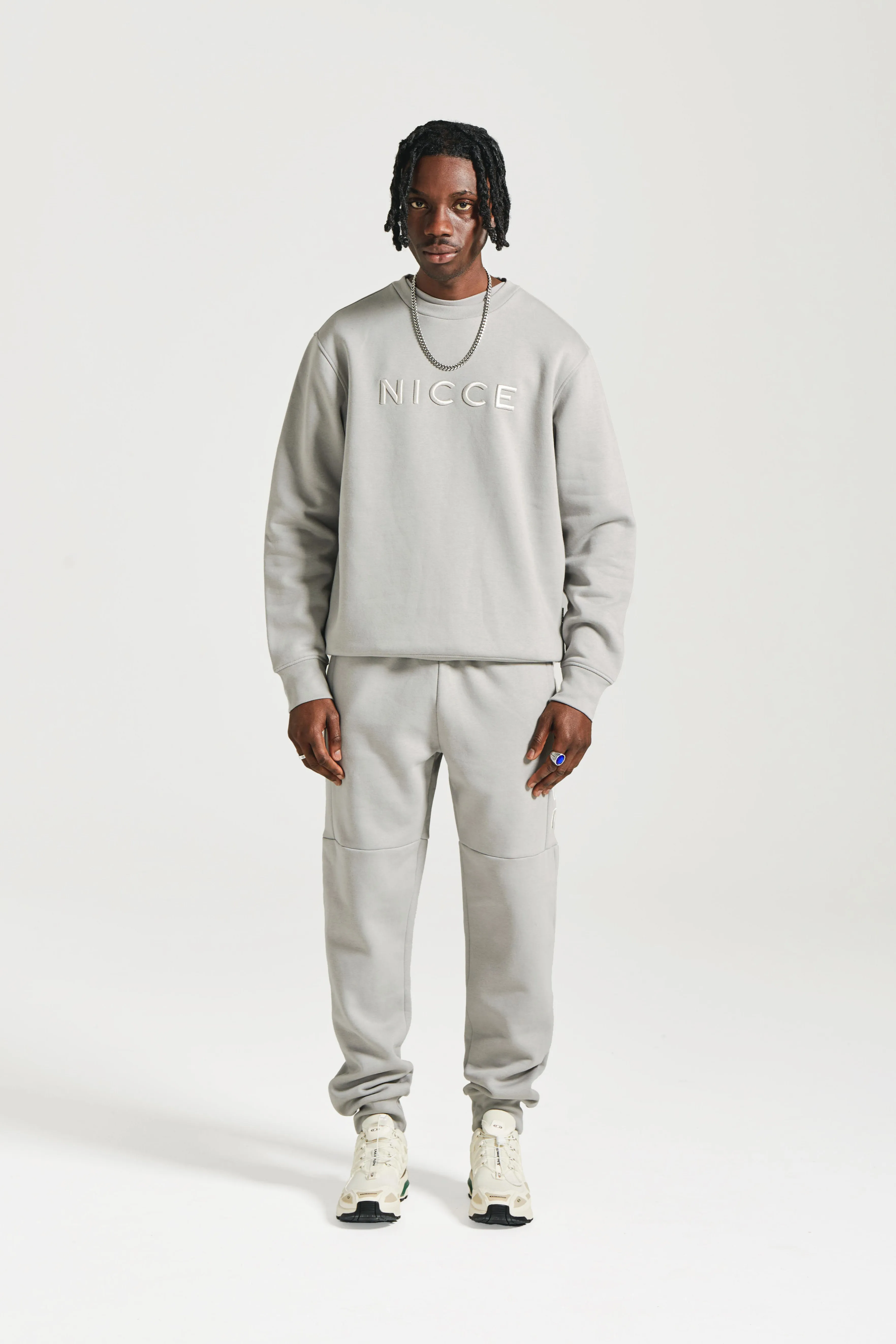 NICCE Mens Mercury Sweat & Jogger Tracksuit Set | Circular Grey sold by Nicce