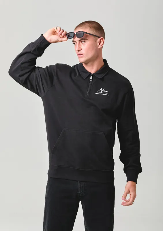 NICCE Mens Exalt 1/4 Zip Sweat | Black sold by Nicce