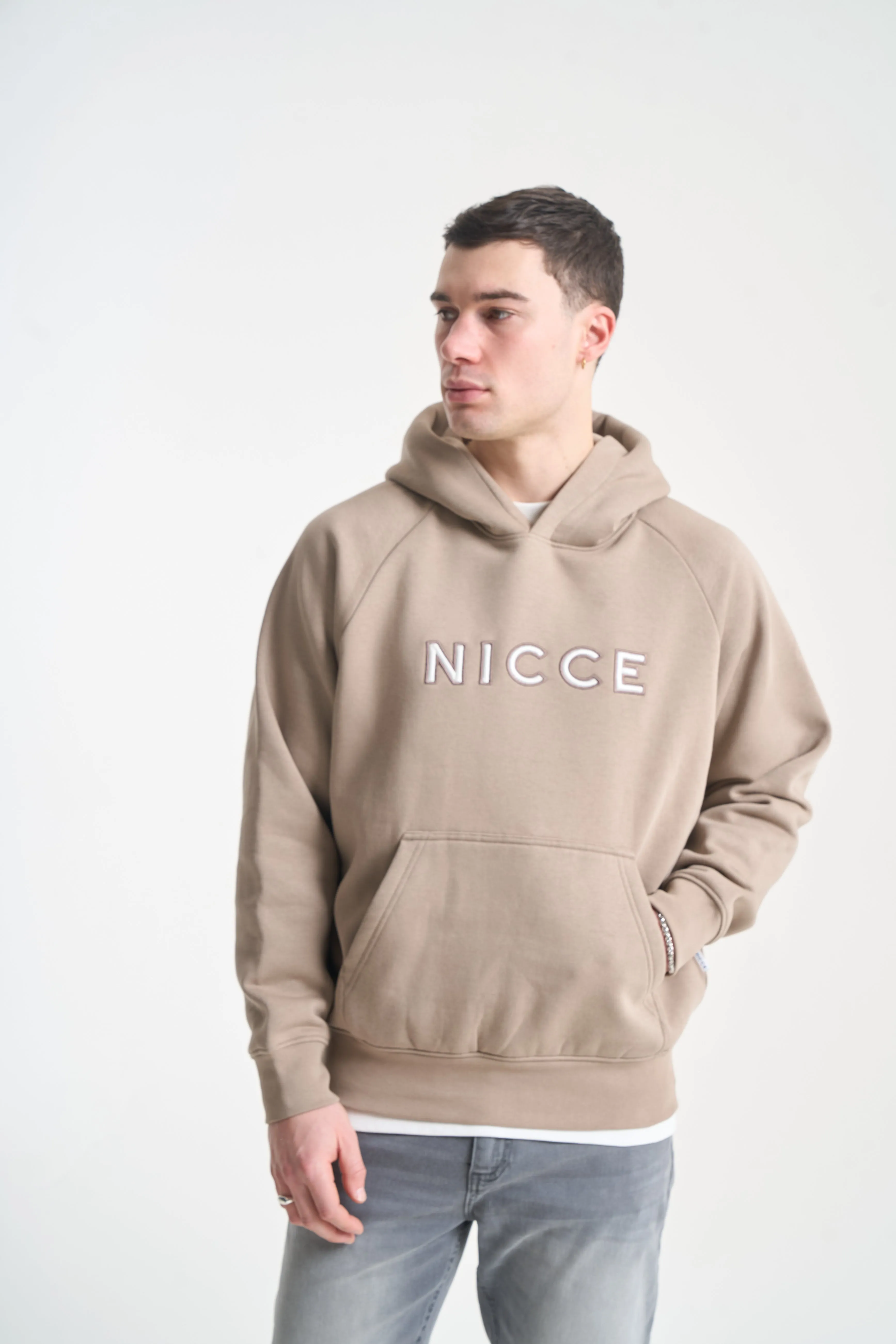 NICCE Mens Mercury Outline Hoodie | Taupe Zeal sold by Nicce