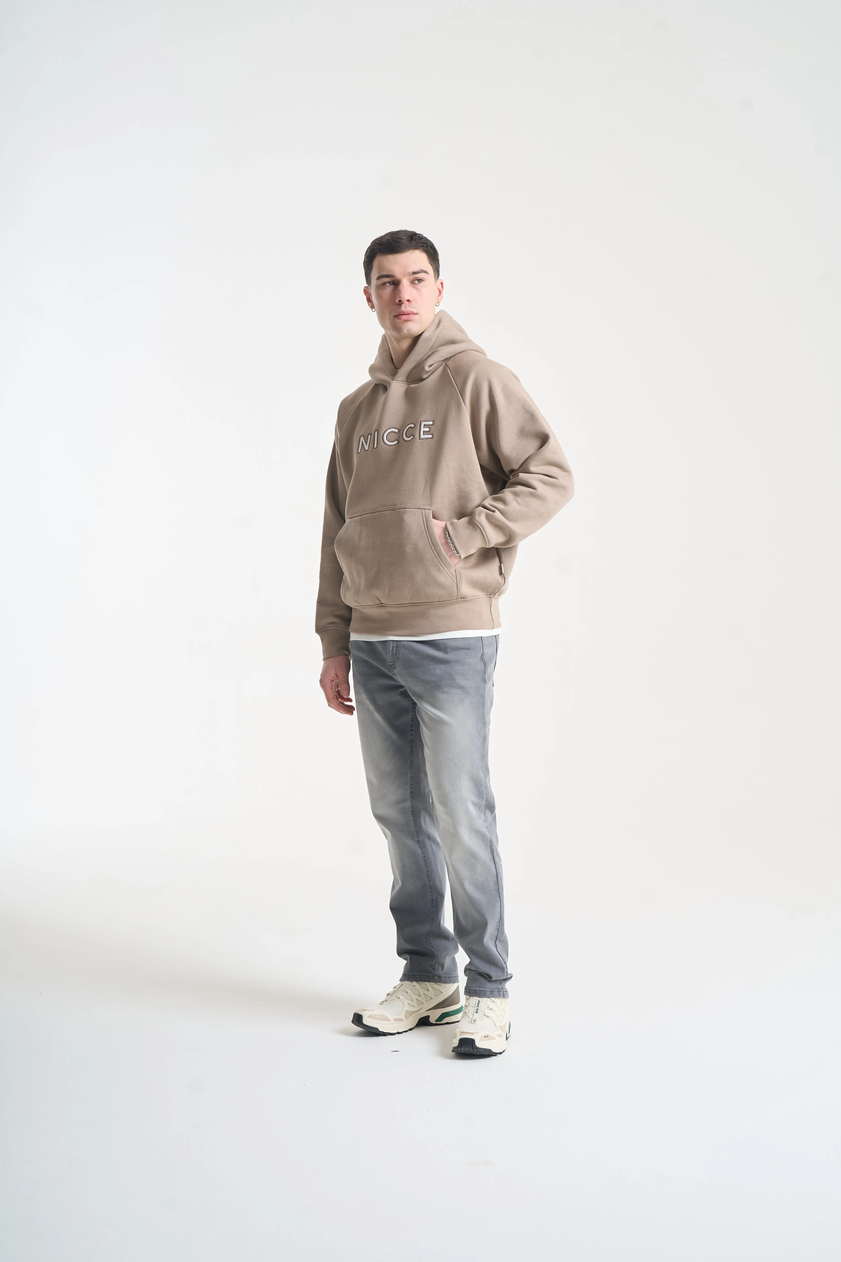 NICCE Mens Mercury Outline Hoodie | Taupe Zeal sold by Nicce product image thumbnail 5
