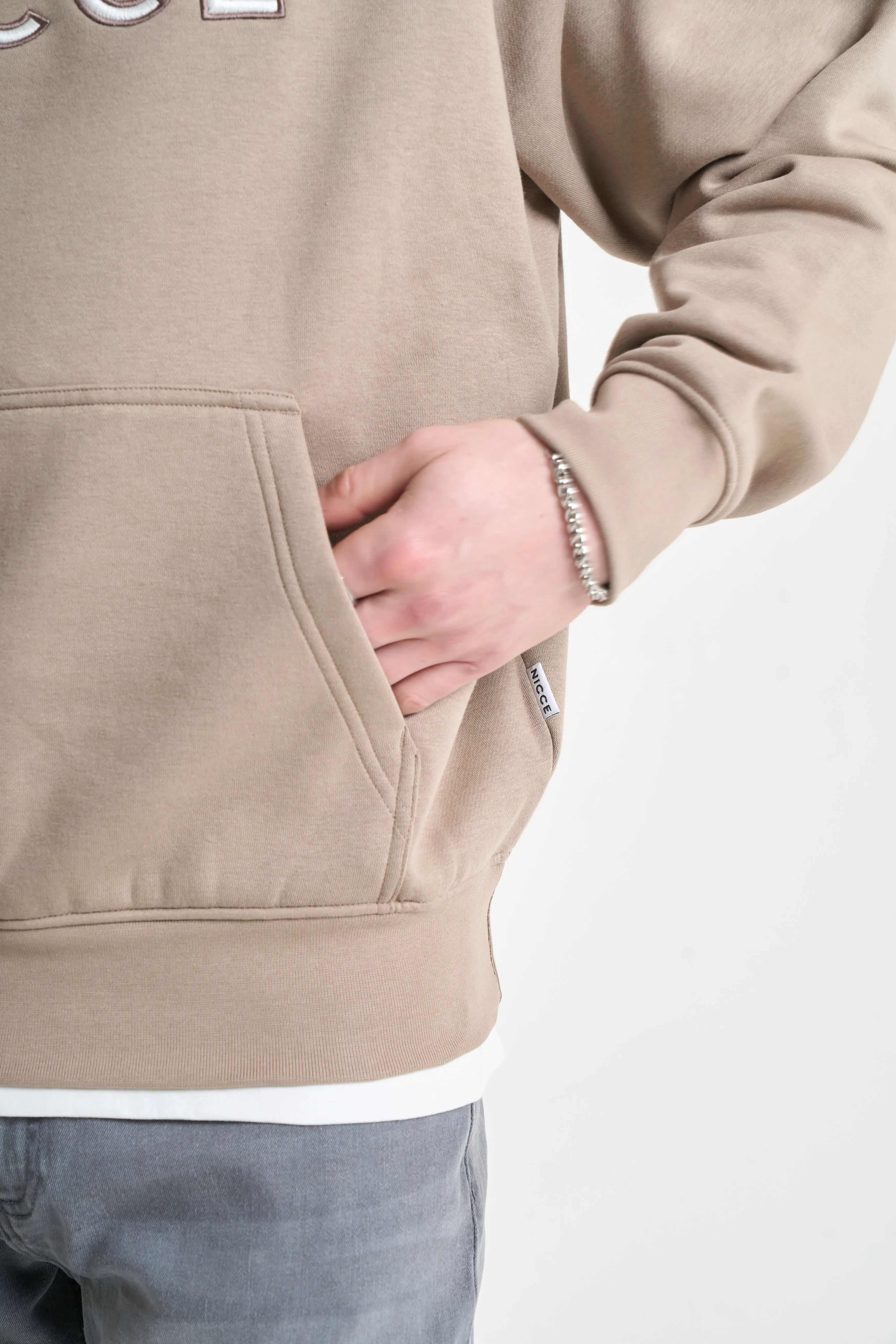NICCE Mens Mercury Outline Hoodie | Taupe Zeal sold by Nicce product image thumbnail 3