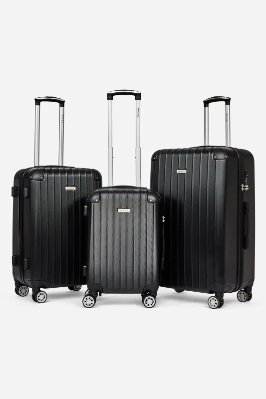 NICCE 3 Pack Zurich Suitcase | Black made by Nicce
