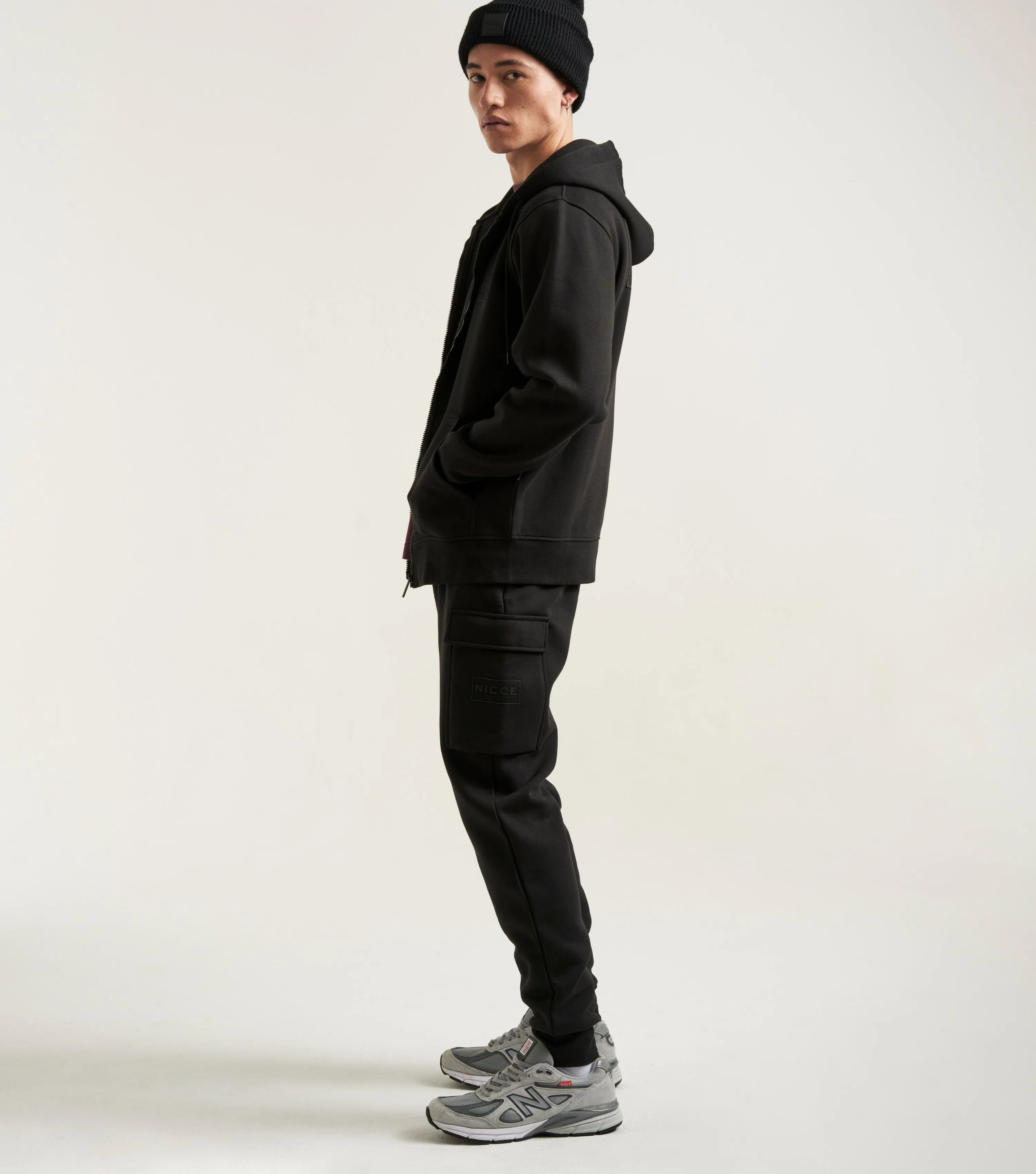 NICCE Mens Est.13 Cargo Joggers & Zip Through Hoodie Tracksuit Set | Black sold by Nicce product image thumbnail 4