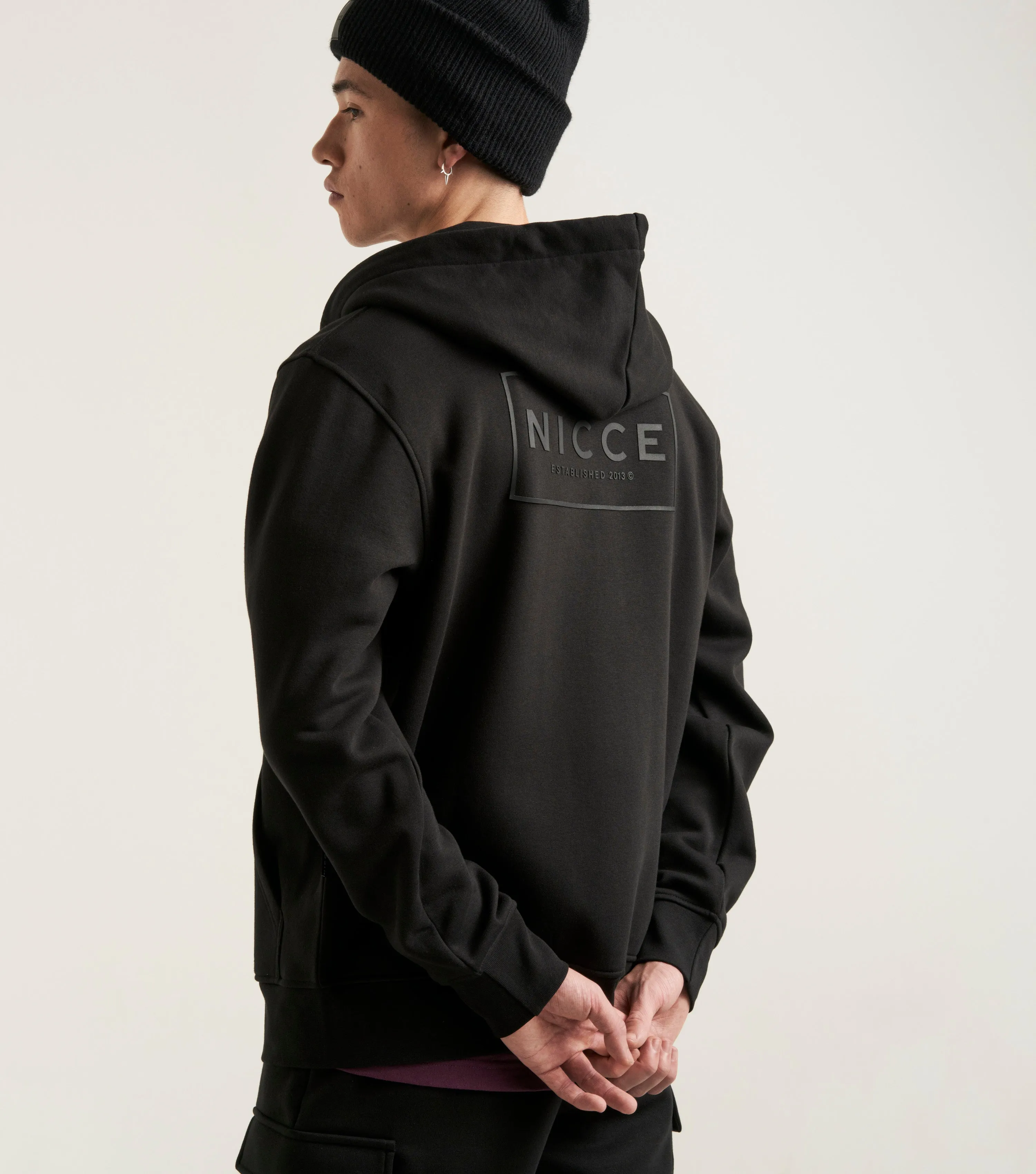 NICCE Mens Est.13 Cargo Joggers & Zip Through Hoodie Tracksuit Set | Black sold by Nicce product image thumbnail 3