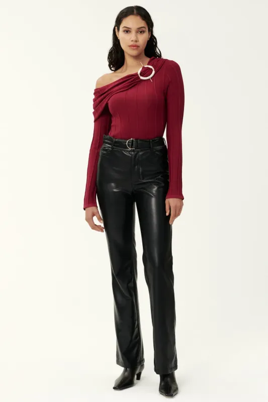 Aglaia Knit Top - Sangria Solid sold by NICHOLAS