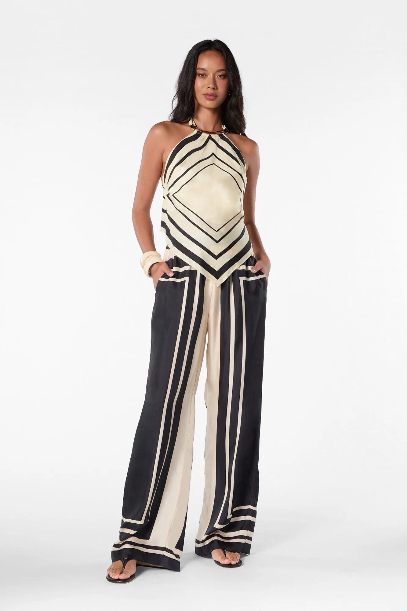 SANDRA PANT - BLACK IVORY SCARF PRINT sold by NICHOLAS product image thumbnail 2