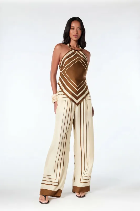 SANDRA PANT - IVORY SPICE SCARF PRINT made by NICHOLAS