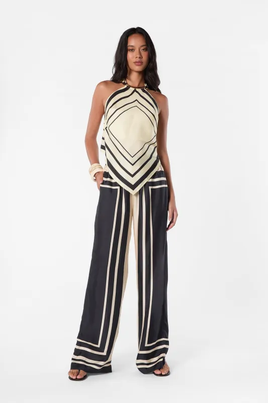 SKYE TOP - IVORY BLACK SCARF PRINT made by NICHOLAS