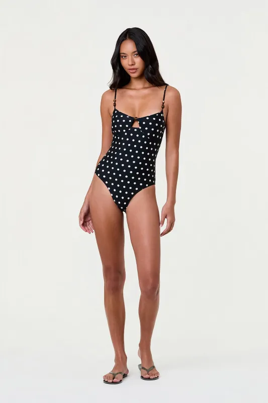 ANELA ONE PIECE SUIT - BLACK IVORY POLKA DOT made by NICHOLAS