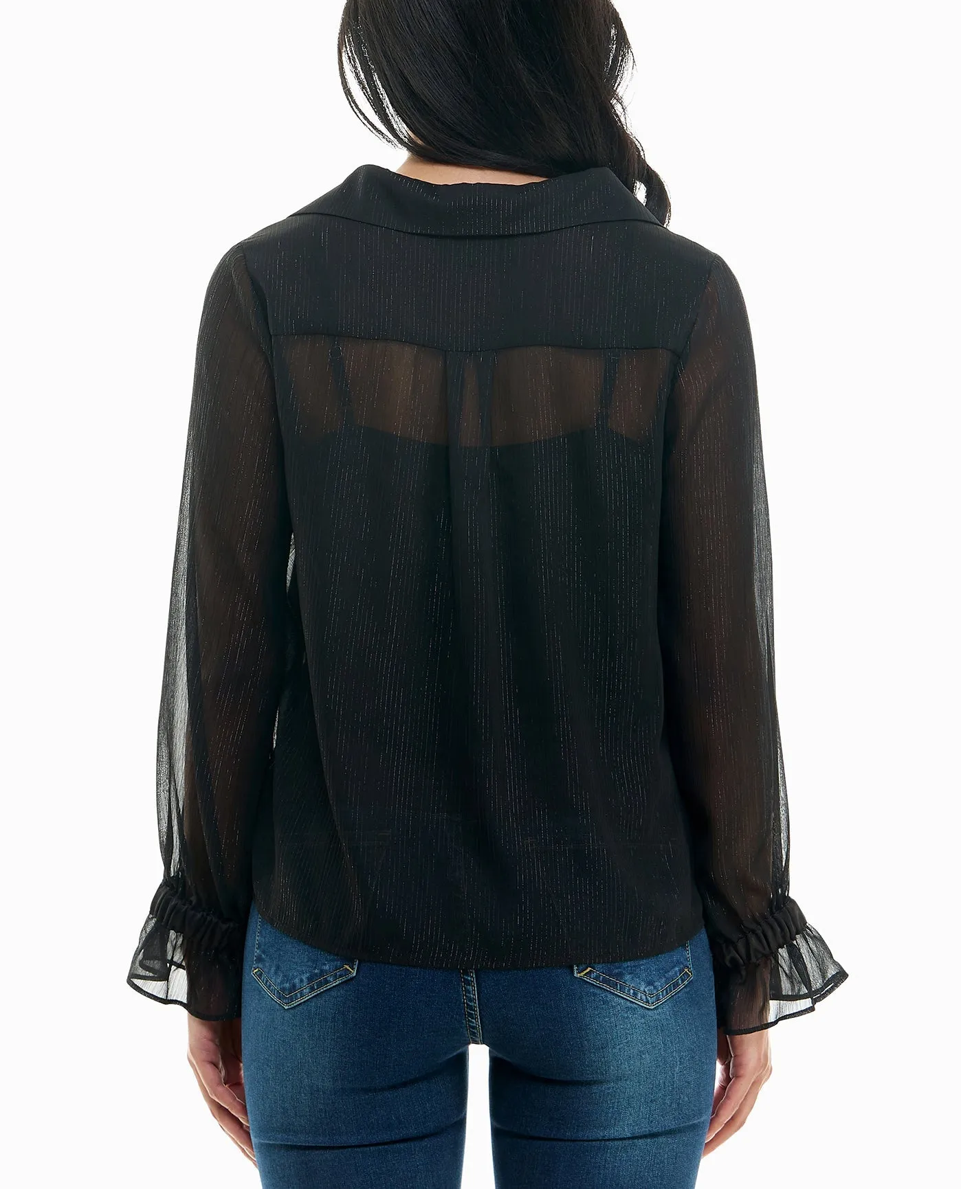 MIA LUREX CHIFFON LONG SLEEVE BLOUSE WITH CAMISOLE sold by Nicole Miller product image thumbnail 2