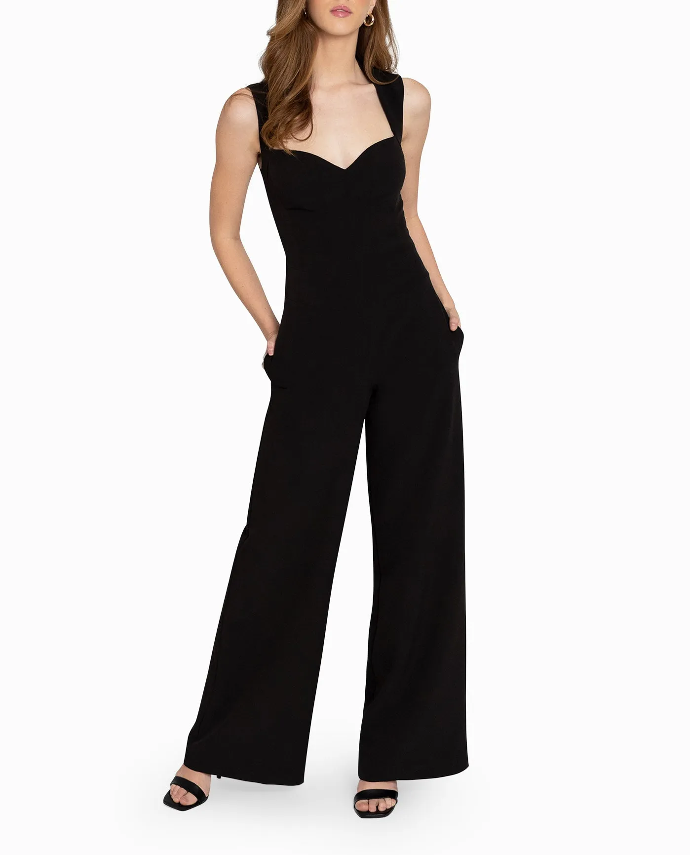 HEAVY JERSEY WIDE LEG JUMPSUIT sold by Nicole Miller