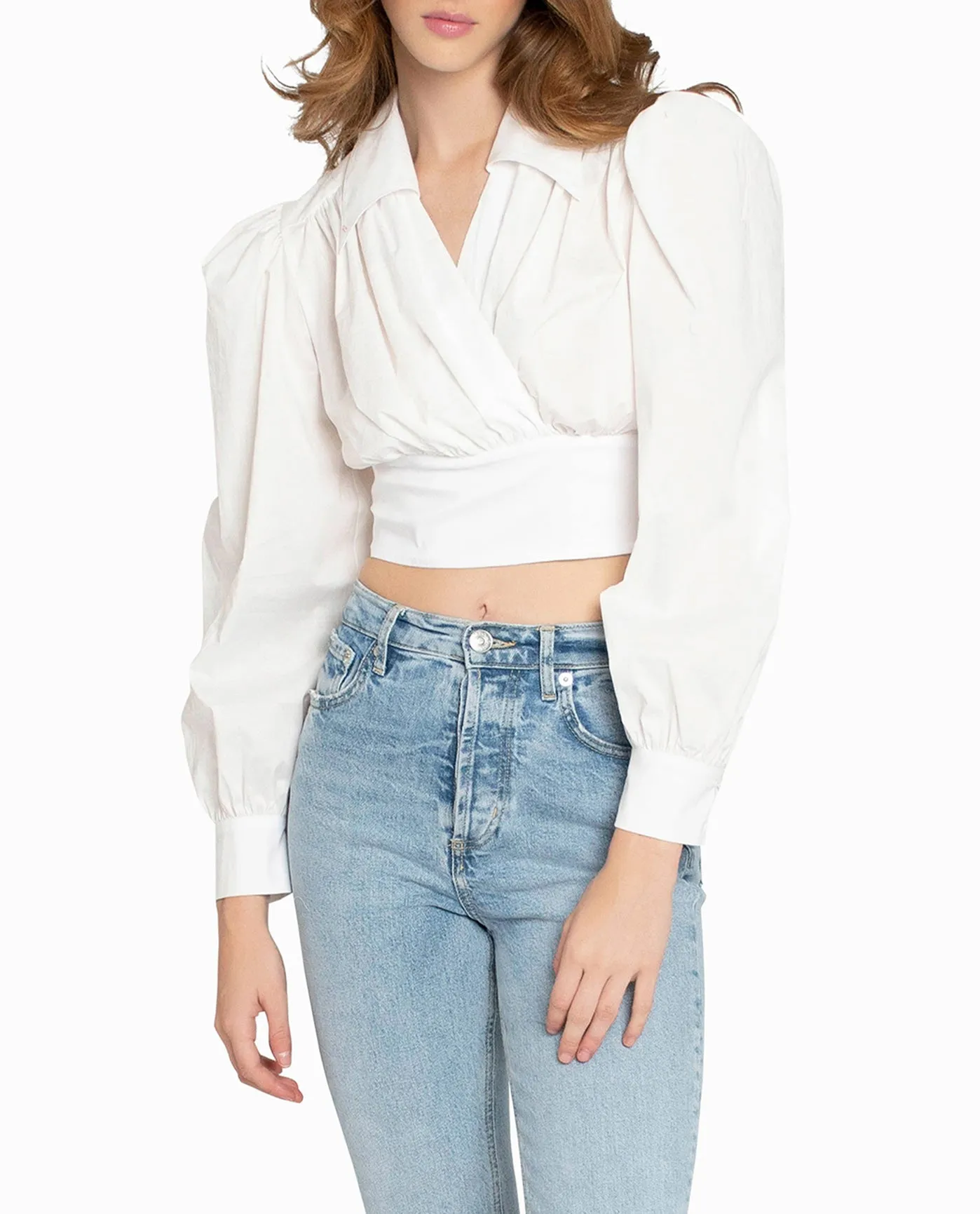 COTTON POPLIN WRAP TOP sold by Nicole Miller product image thumbnail 3