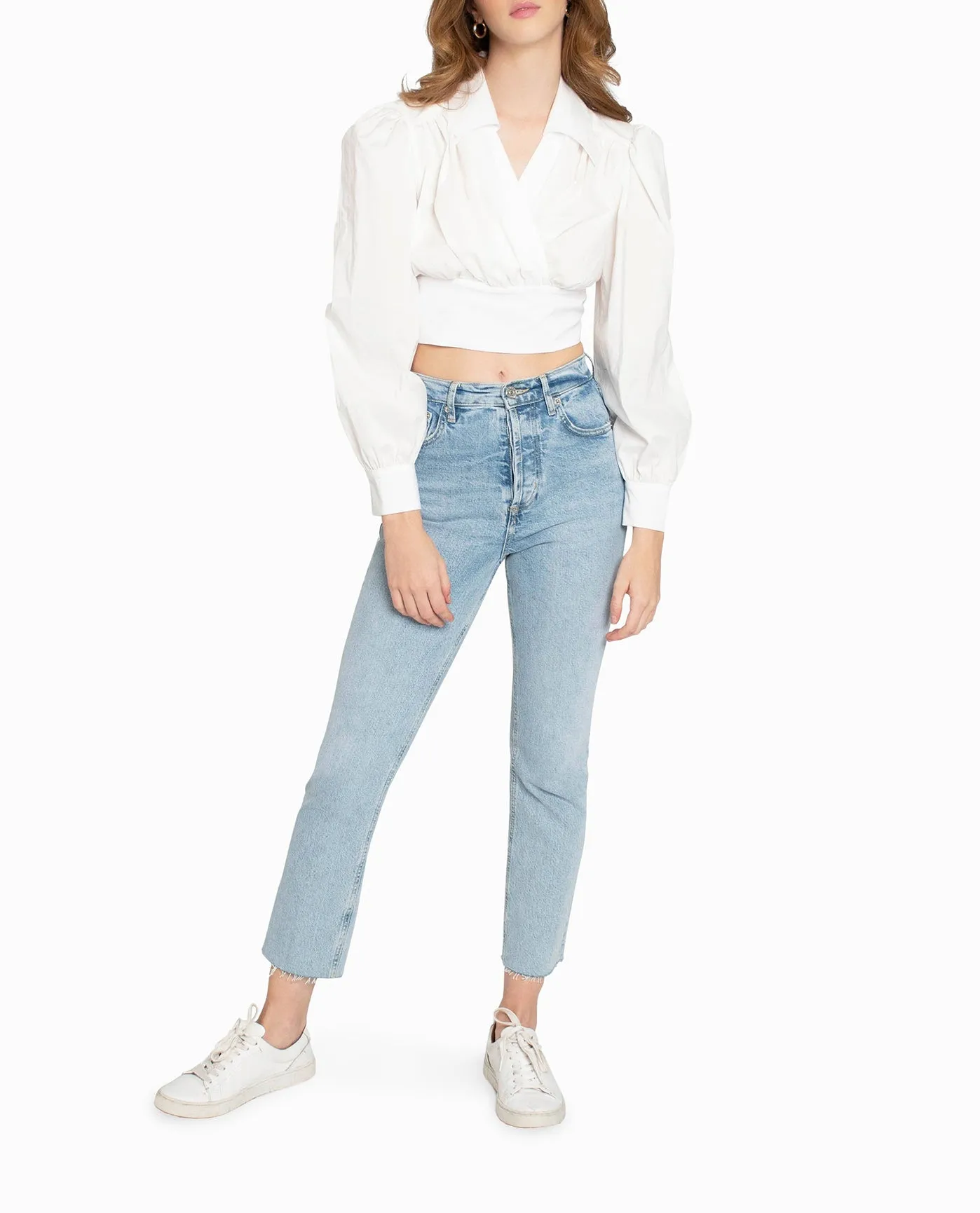 COTTON POPLIN WRAP TOP sold by Nicole Miller