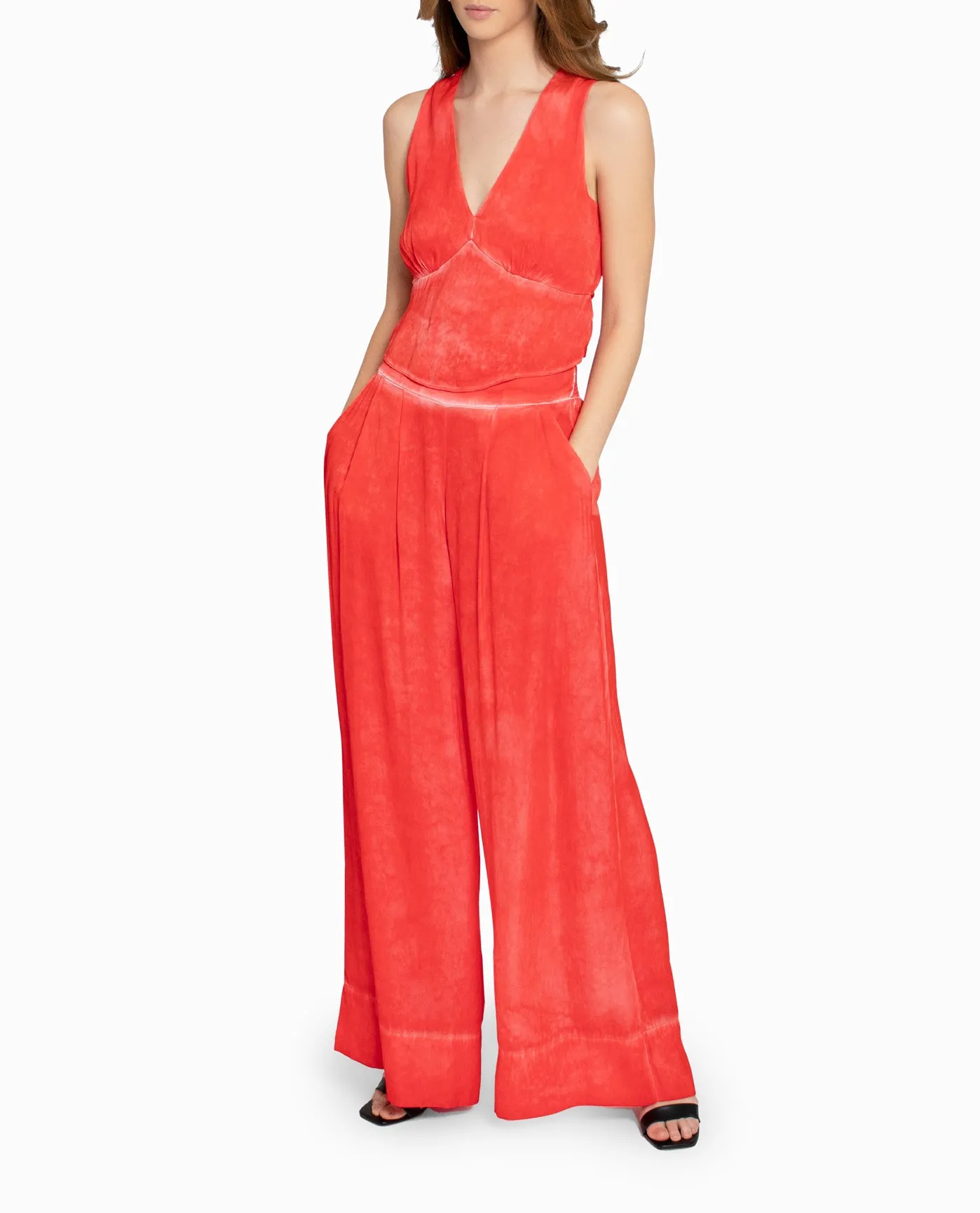 GARMENT DYED SILK WIDE LEG PANT sold by Nicole Miller product image thumbnail 4