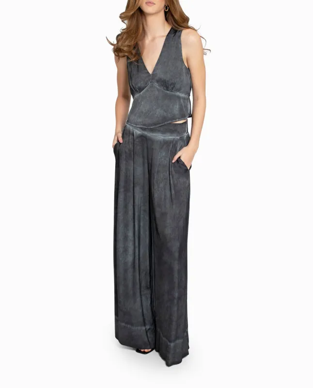 GARMENT DYED SILK WIDE LEG PANT sold by Nicole Miller